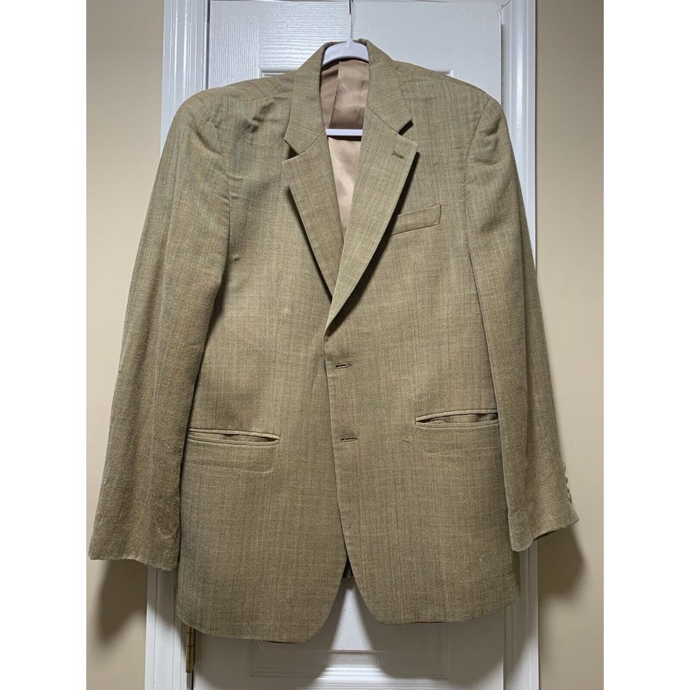 Polo Ralph Lauren Men's Beige Plaid Sport Coat‎ 38R 52% Silk 48% Wool